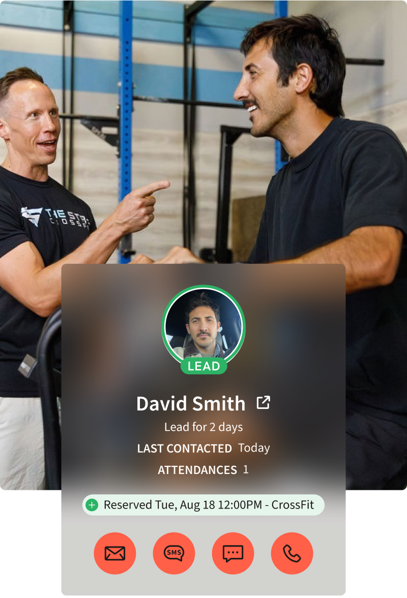 Example of a customer record within gym management software by Wodify.