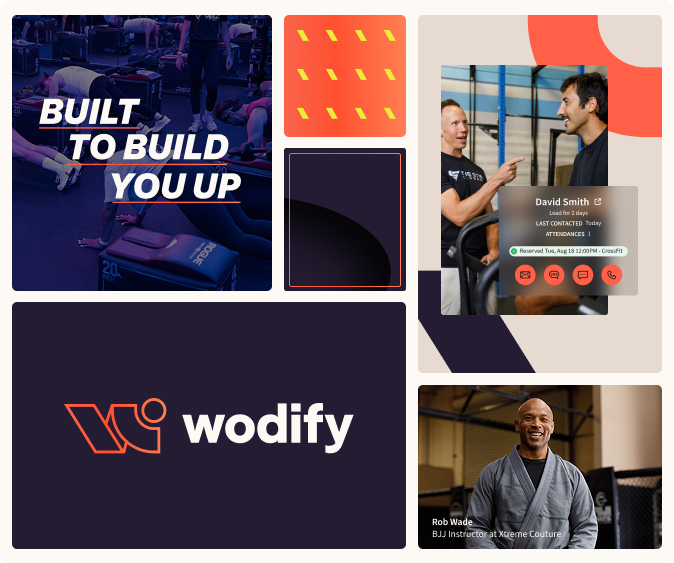 collage with new logo, Wodify photography and tagline