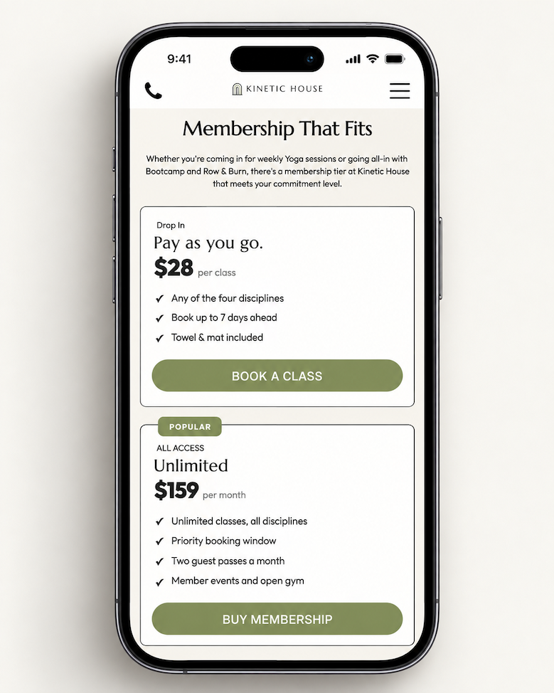 The gym website mobile experience should make a great first impression