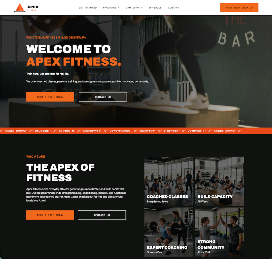 A bold, contrasting design template for your functional fitness or HIIT gym